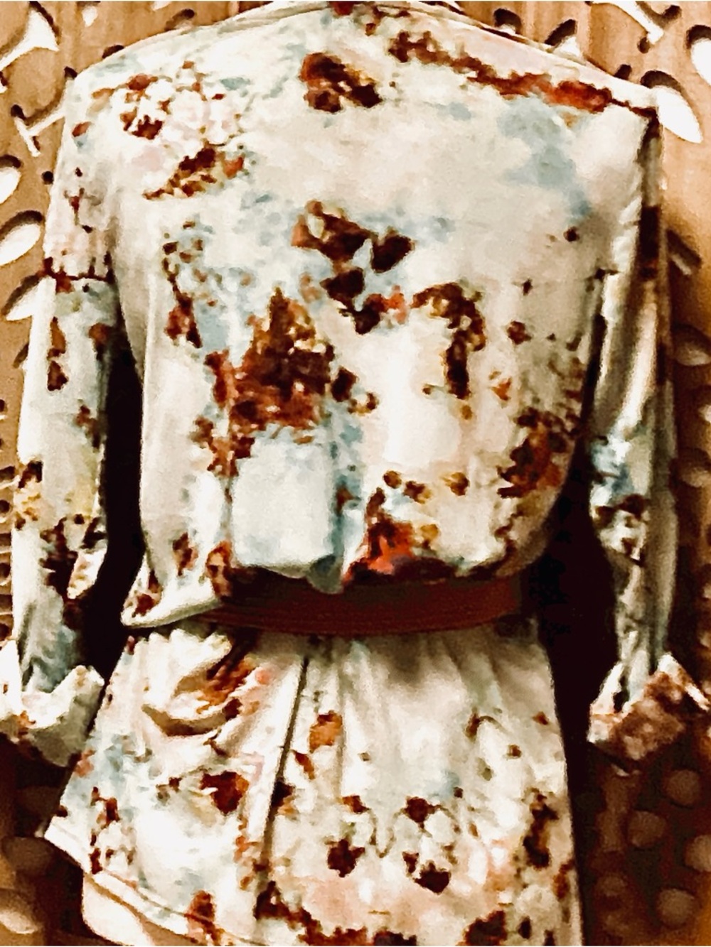 LOGO Mesh(Semi-sheer)Aqua, Teal & Earth-Tones,Tie-dye Print.By Lori Goldstein. - Picture 6 of 6